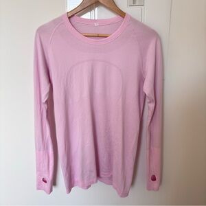 Lululemon swiftly tech Light Pink Women's Long-Sleeve Performance Sweater